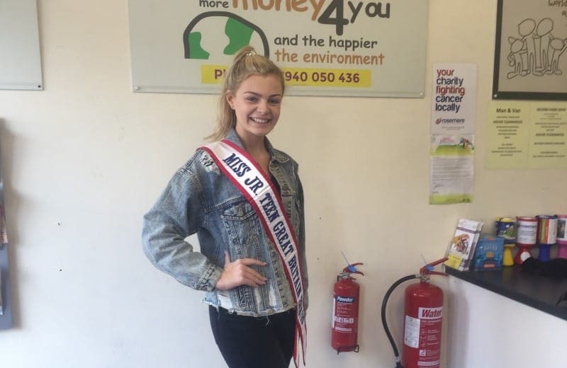 Miss Junior Teen Great Britain, Eddison Holmes-Dennett, swapped her unwanted clothes for money to donate to charity!