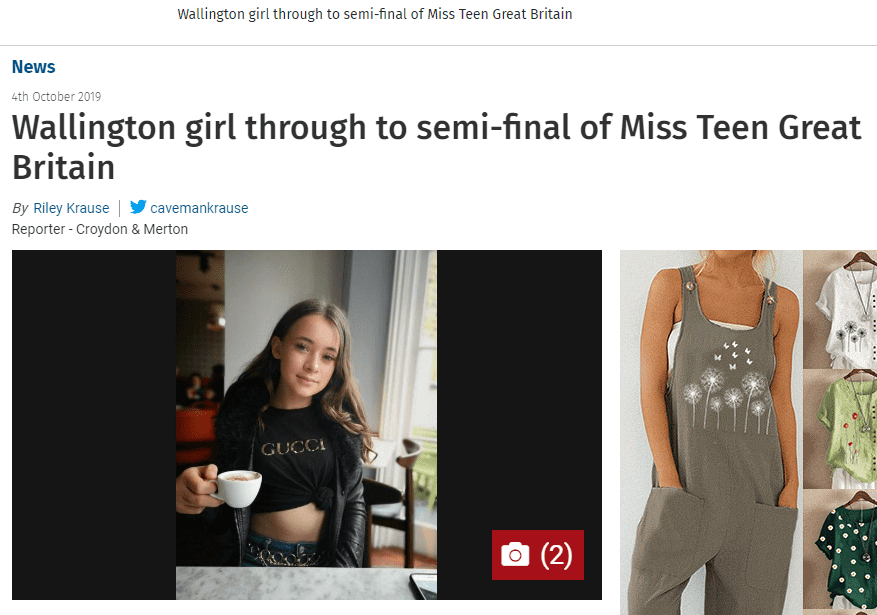 Miss Junior Teen GB Semi-Finalist, Skye, has made her local headlines!