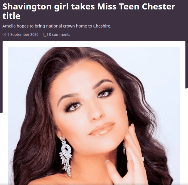 Miss Teen Chester, Amelia, has featured in her local press!